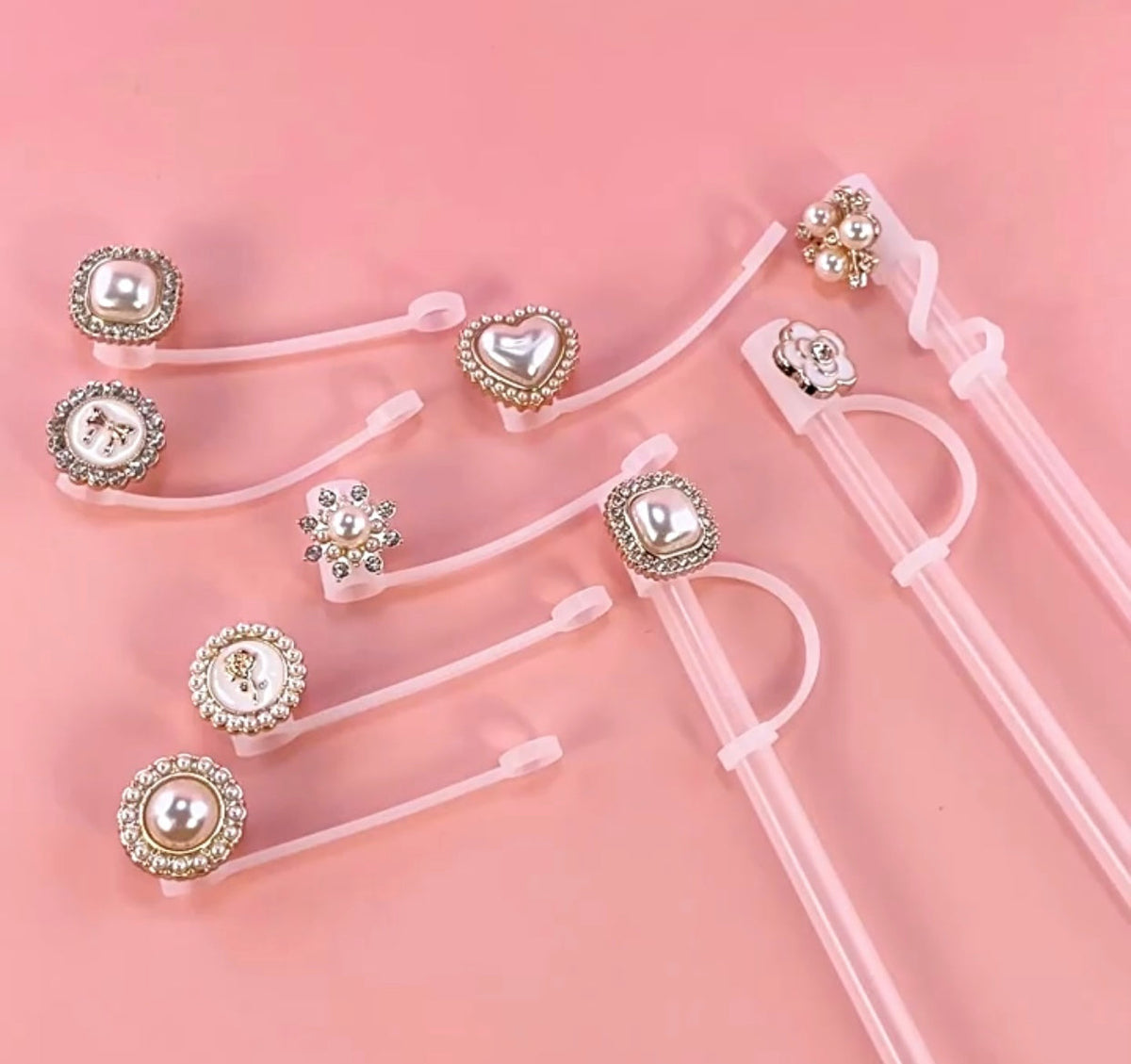 Glam Pearl Straw Charm Set (5PCs)